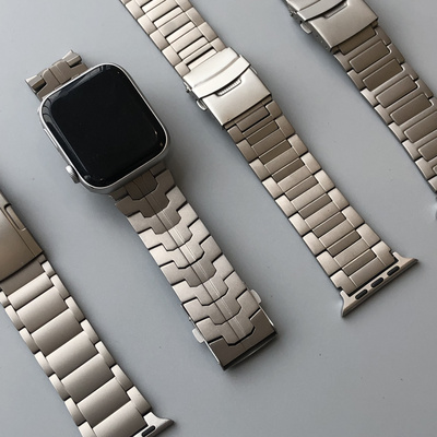 Double Button Clasp Bracelet armband alloy TA1 45mm 44mm fSeries 9 8 7 Ultra 2  49mm pure for titanium Apple Watch Ultra band