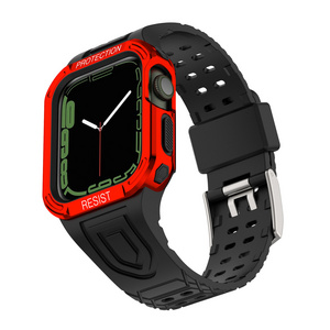 40mm 45mm 41mm 44mm Hybrid men women Rubber silicone TPU rugged case Dual Color Armor Integrated Strap for Apple Watch band