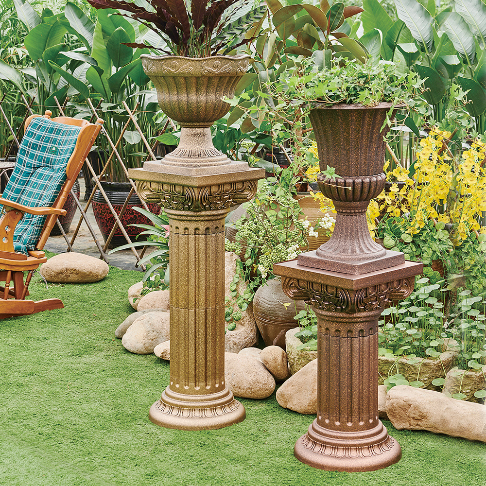 Roman style outdoor garden decorative plastic column for flower pot