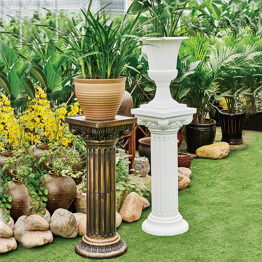 Roman style outdoor garden decorative plastic column for flower pot