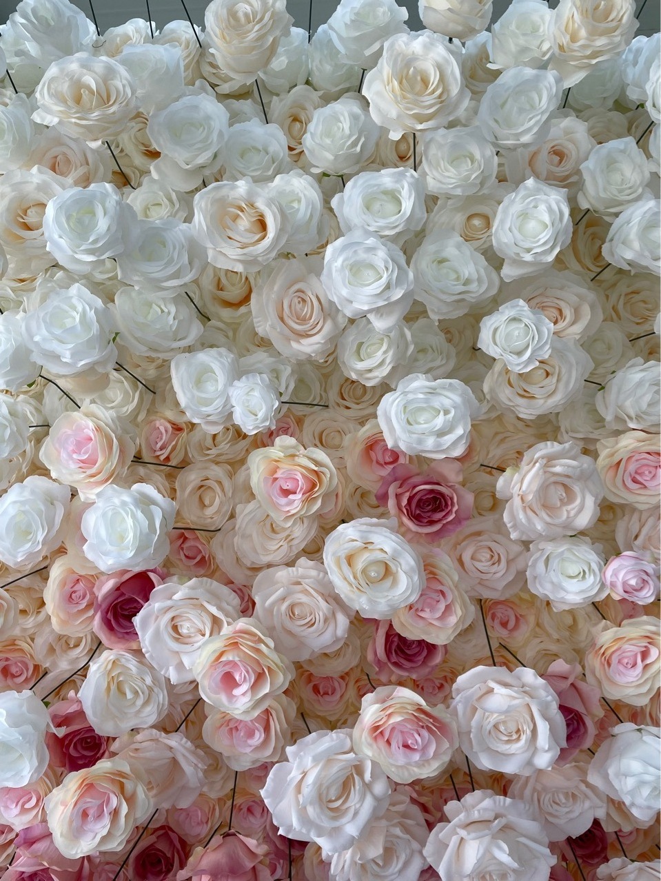 Customized 3D Roll Up Wedding Artificial Silk Rose Flower Wall Panel Backdrop Decoration Artificial