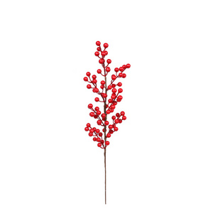 Qihao Wholesale DIY Material Artificial Red Pip Berries Stem Artificial Berry Branch for Christmas Decorations