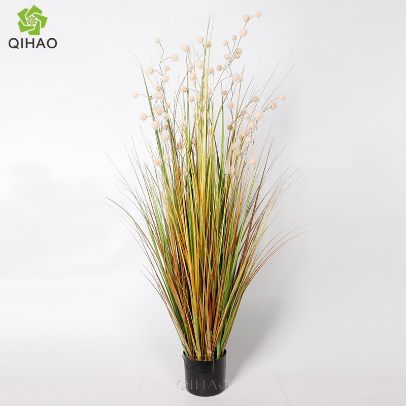 PVC Dandelion Reed Ditch Grass Decorative Indoor Artificial Onion Dog Tail Grass with Pot