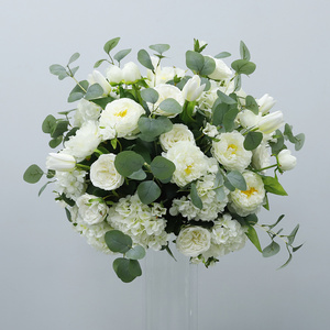 Hot Sale Wedding Centerpieces Flower ball white silk fabric artificial flower rose ball for wedding Party Home Decor