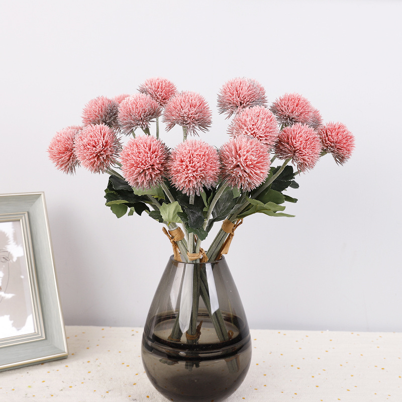 Hot Sale Onion Ball Artificial flower for wedding decoration artificial Dandelion plastic pink onion ball bouquet For Home Decor