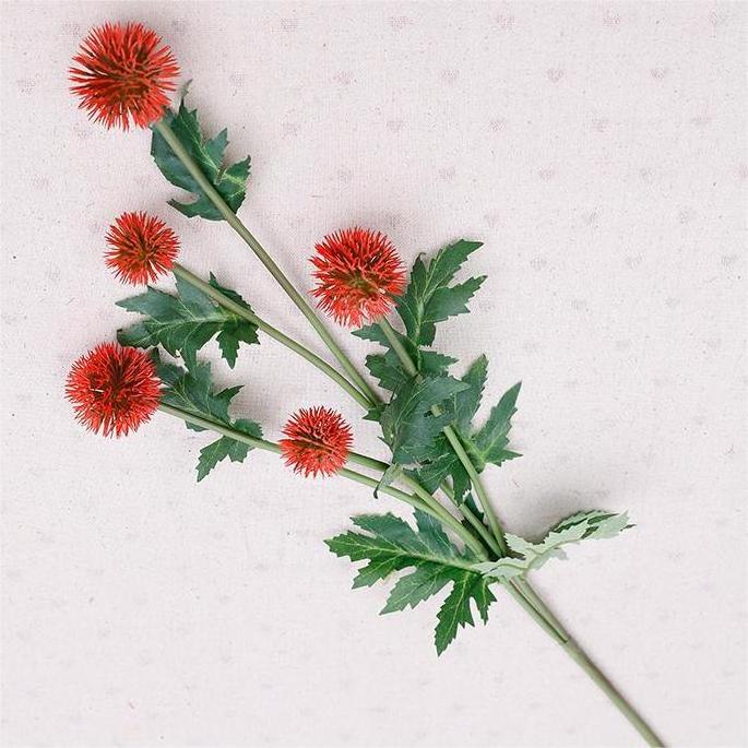 Qihao Green Leaves Stem Onion Grass Silk Flower Chrysanthemum Artificial Dandelion Flower for Living Room Wedding Decor