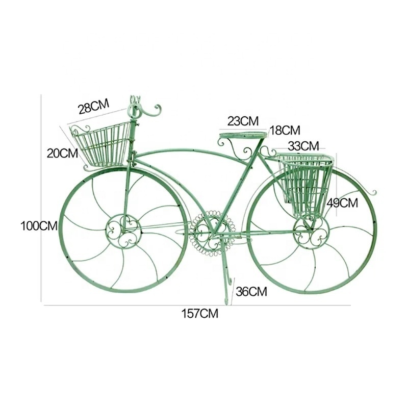 Bike Flower Pot White Garden Planter Decorative Metal Wedding Bicycle Garden Flower Stand