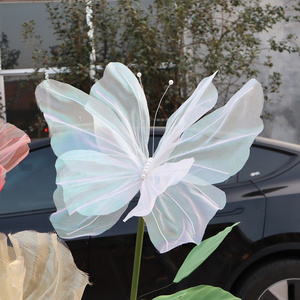 Artificial Silk Mesh elegant color butterfly Flower wedding decoration outdoor beauty window ornaments organza butterfly