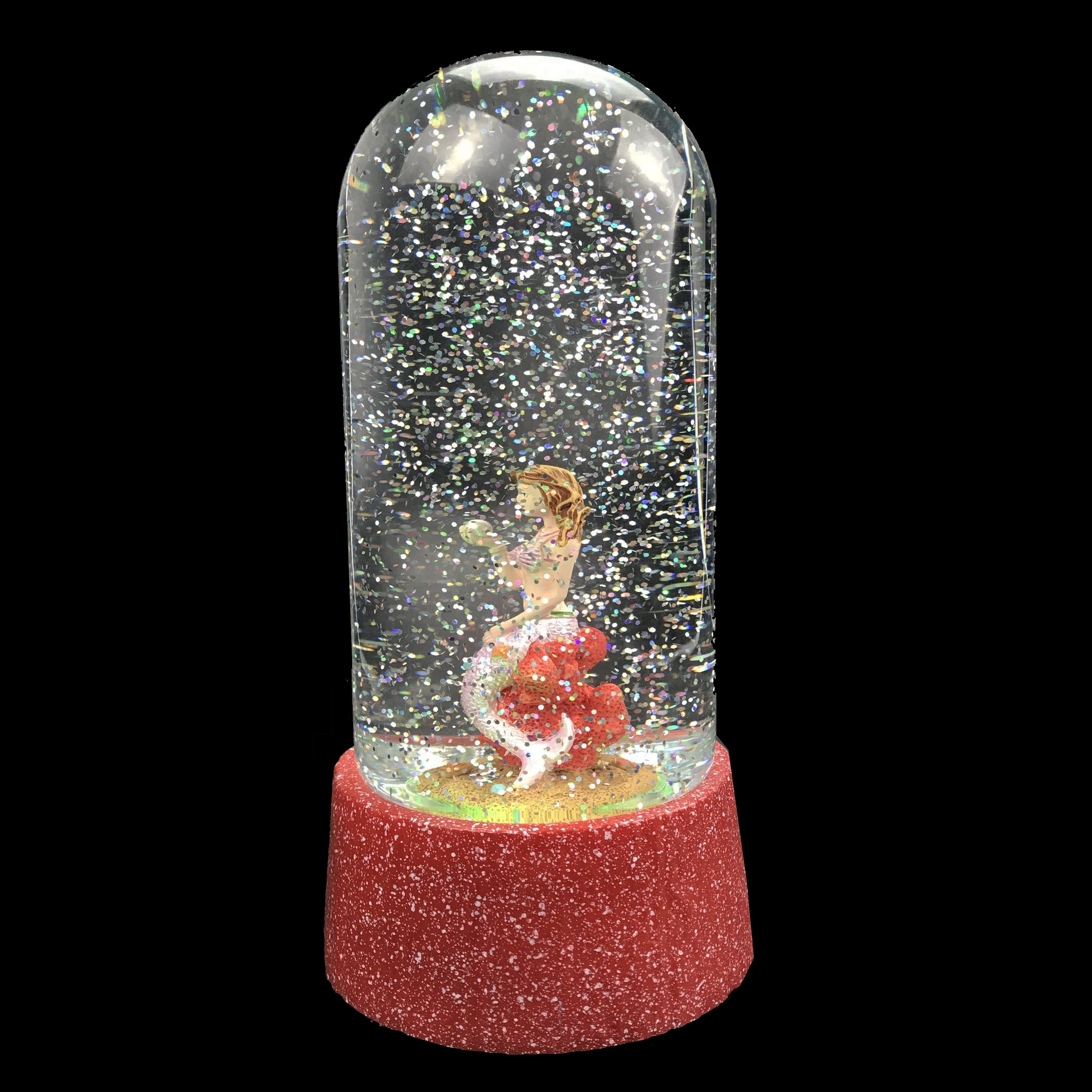 Accept Customization And Timer Light Up & Swirling Glitter Cheap Plastic Snow Globe Beautiful Mermaid Sea Series Sparkles.