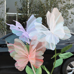 Wedding decor butterfly organza flowers artificial giant flowers for event decoration stand big butterfly decorations