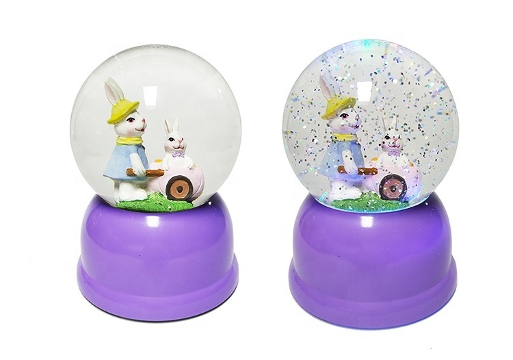 Light Glitter Led Swirl Springtime Decoration The Interior Rabbit Easter Water Snow Globe