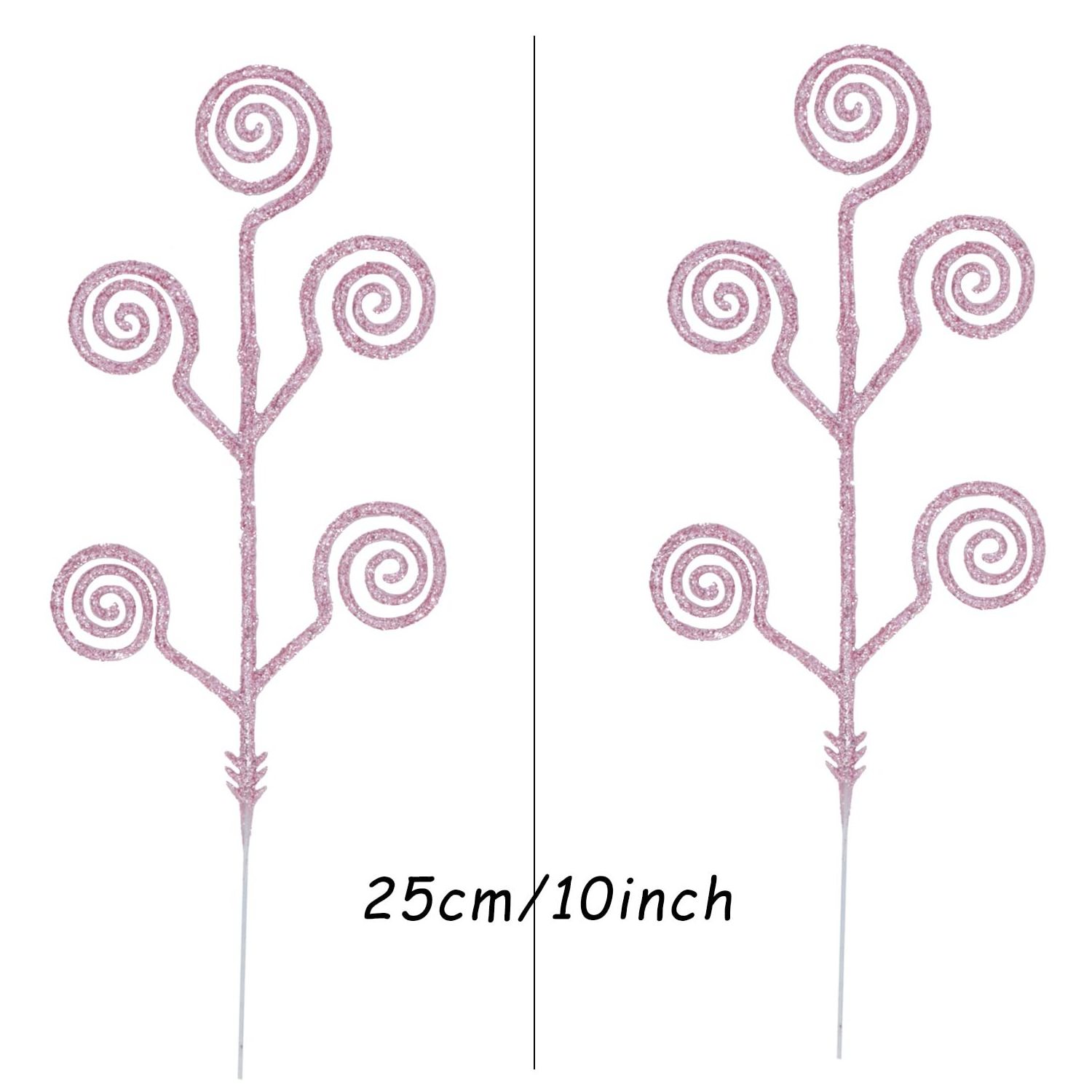 New Glitter Christmas Tree Branch Decorative Sticks Candy Picks Curly Sprays Christmas Branches Pick