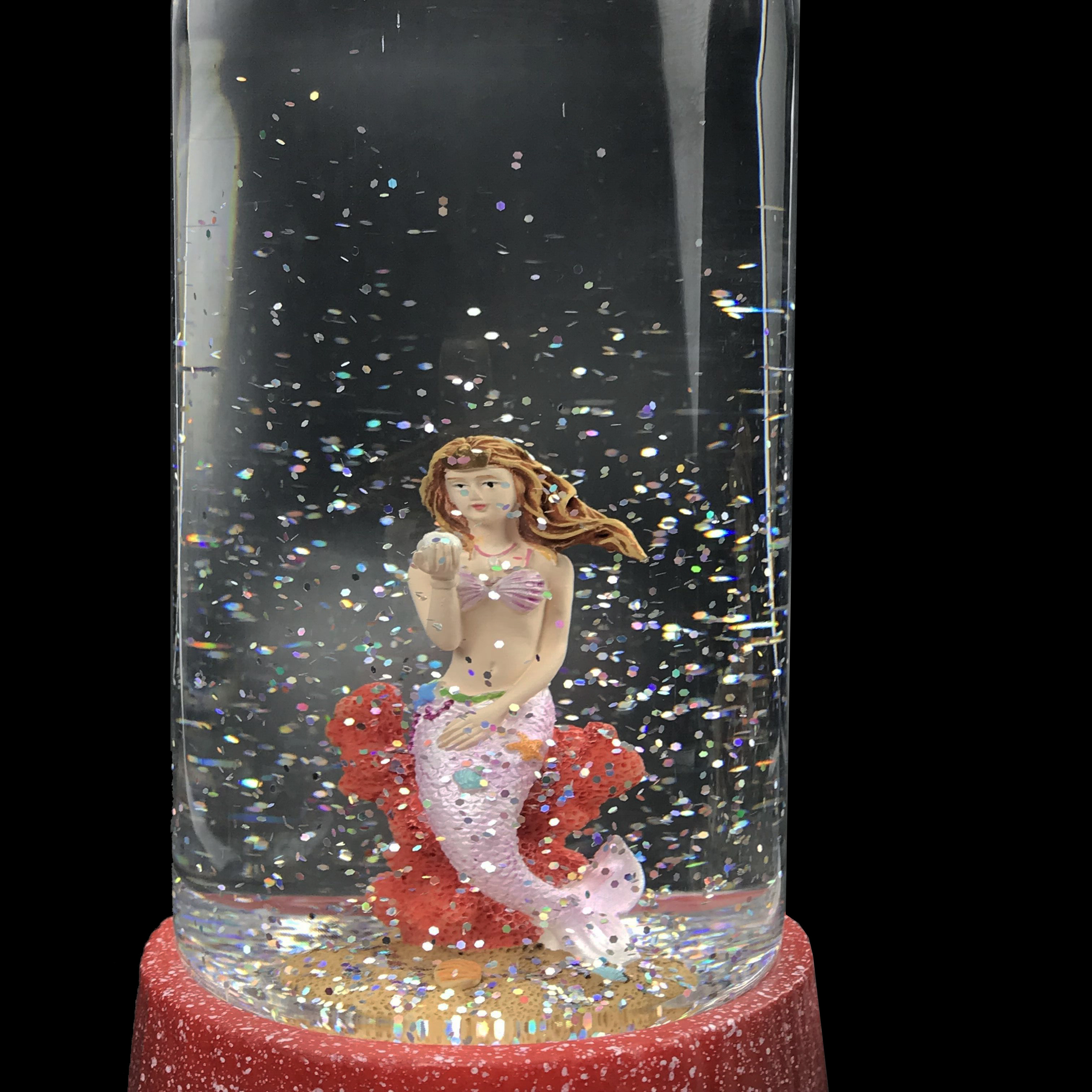 Accept Customization And Timer Light Up & Swirling Glitter Cheap Plastic Snow Globe Beautiful Mermaid Sea Series Sparkles.