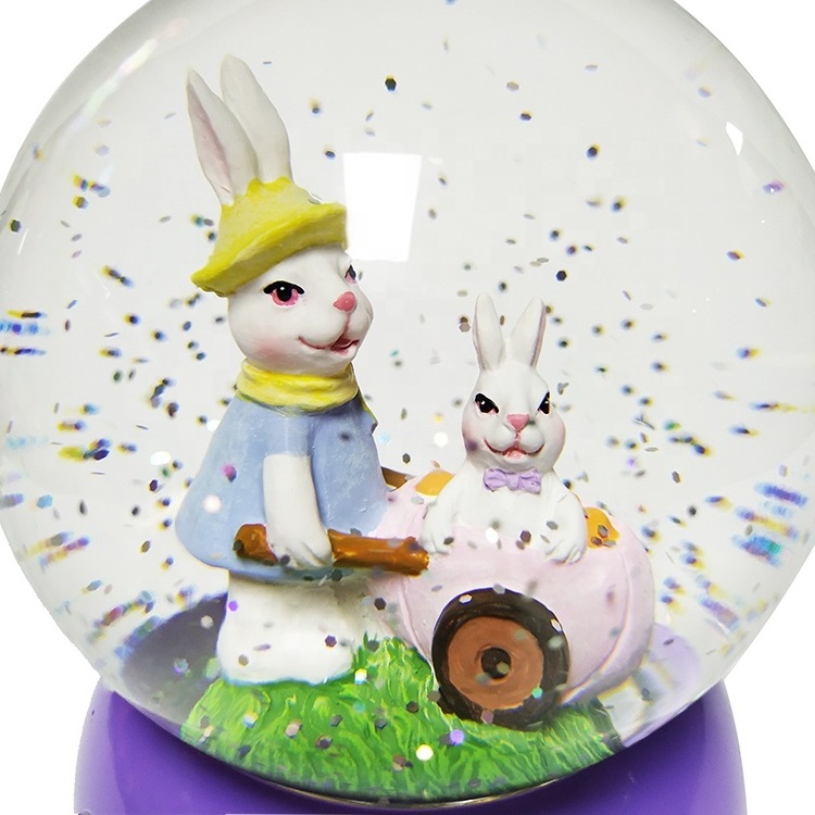 Light Glitter Led Swirl Springtime Decoration The Interior Rabbit Easter Water Snow Globe