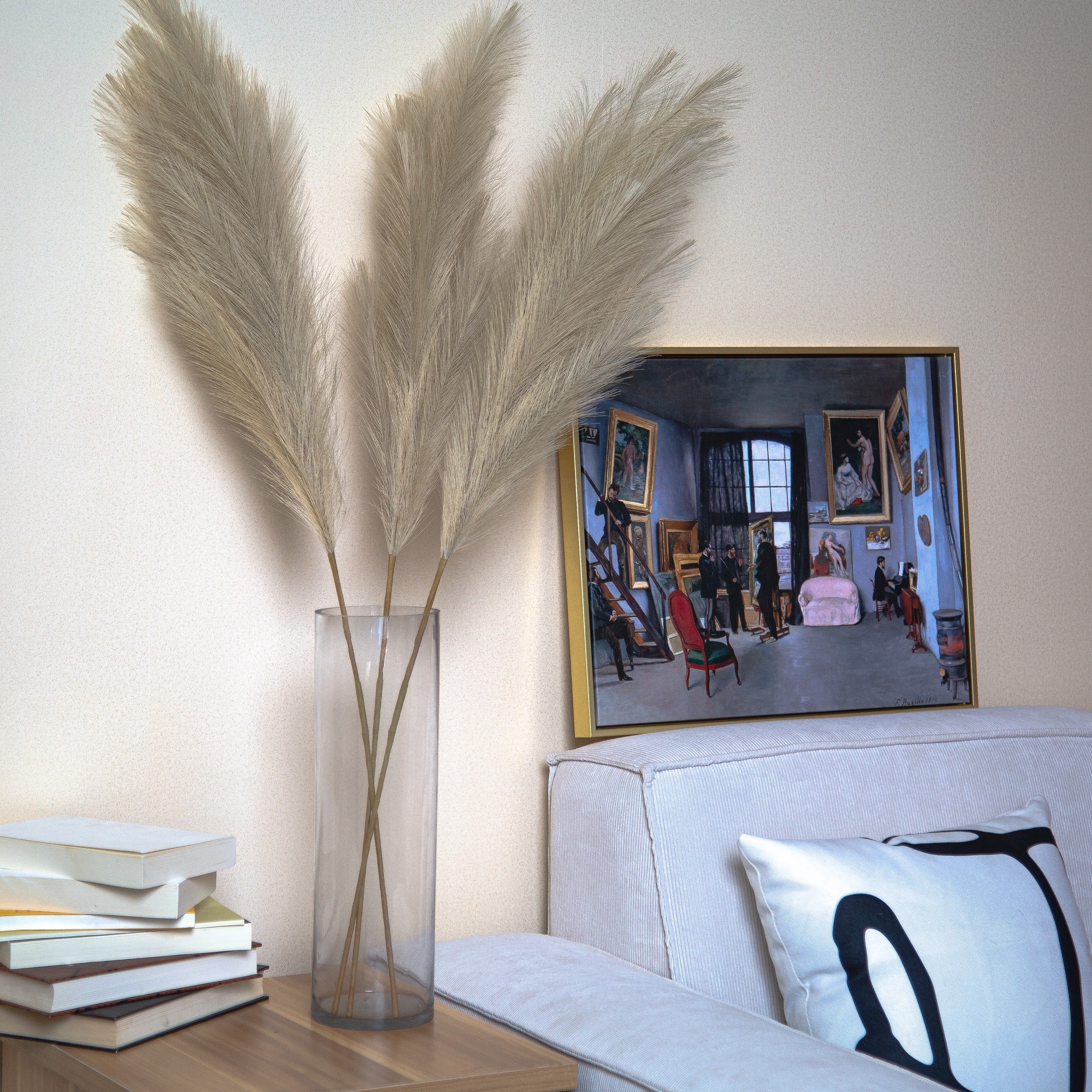 Faux Pampas Grass Large Tall Fluffy Artificial Faux Flower Bulrush Reed Grass for Vase Filler Farmhouse Home Wedding Decor