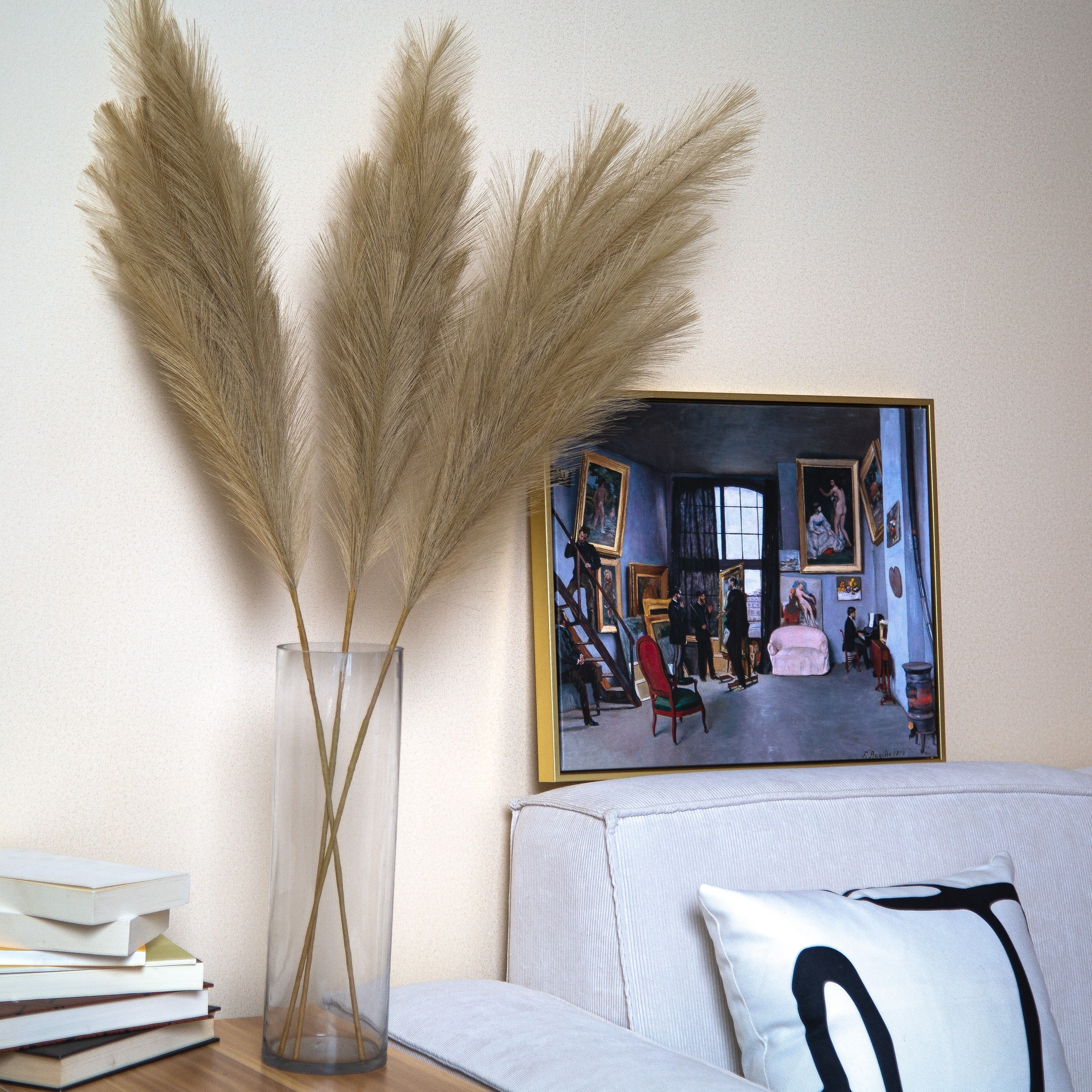 Faux Pampas Grass Large Tall Fluffy Artificial Faux Flower Bulrush Reed Grass for Vase Filler Farmhouse Home Wedding Decor