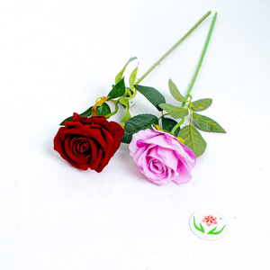 Artificial Velvet Artificial Roses Realistic Silk Roses Flower Long Stem Red Roses Flowers for Home Wedding Party Decoration