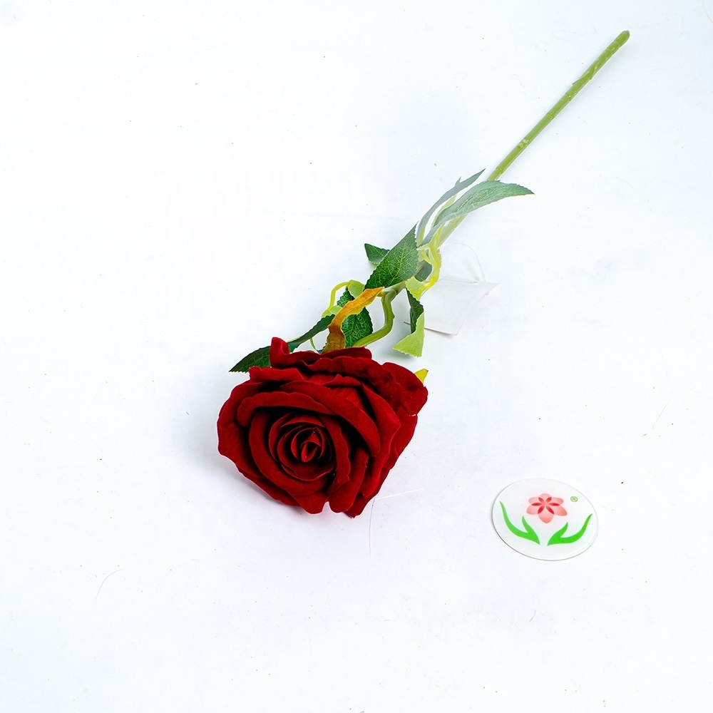 Artificial Velvet Artificial Roses Realistic Silk Roses Flower Long Stem Red Roses Flowers for Home Wedding Party Decoration