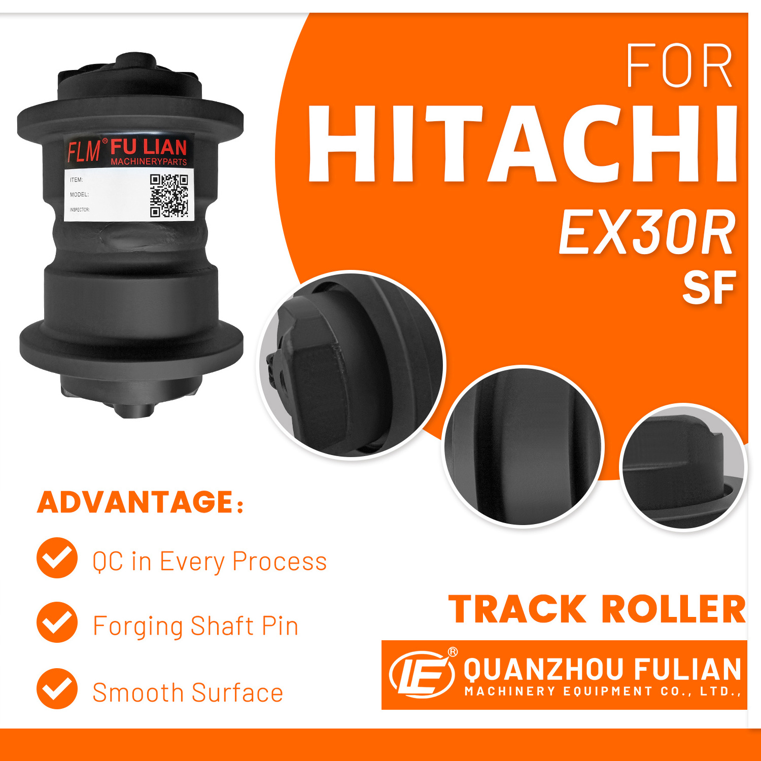 EX30R Excavator Undercarriage Parts Track Bottom Roller for Hitachi Machinery Spare Parts