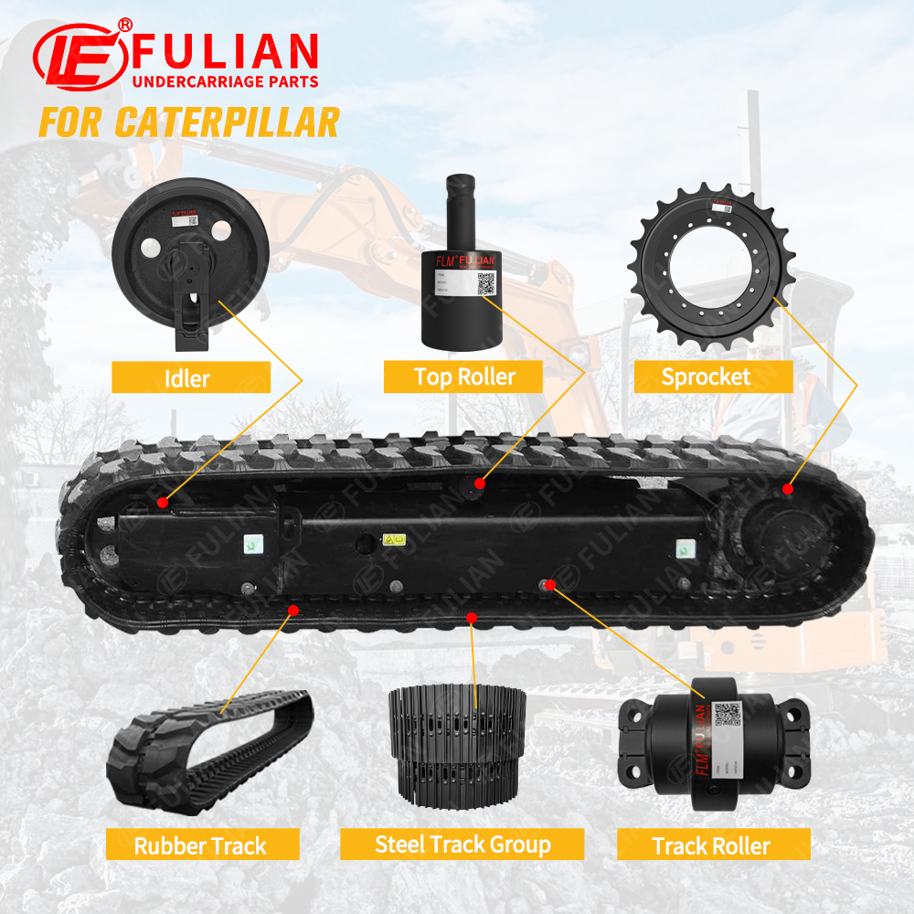 Compact Excavator Undercarriage Parts Idler Rubber Track Drive Sprocket Steel Track Group Top Bottom Roller FOR Caterpillar