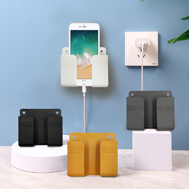 Fashion Wall Mounted Black Mobile Phone Holder Wall Mounted Charging Racks Multifunctional Storage Rack