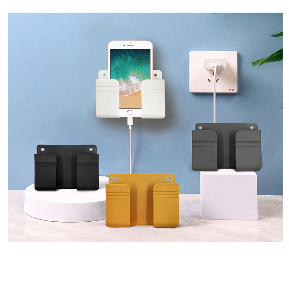 Fashion Wall Mounted Black Mobile Phone Holder Wall Mounted Charging Racks Multifunctional Storage Rack