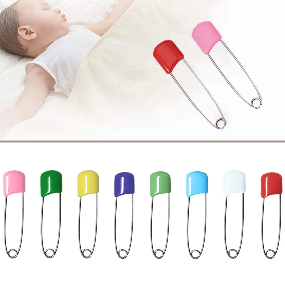 30pcs 4cm  Plastic Head Safety Pins Stainless Steel Needle for Baby Kids Cloth Apparel Brooch Patchwork Pins Sewing Accessories