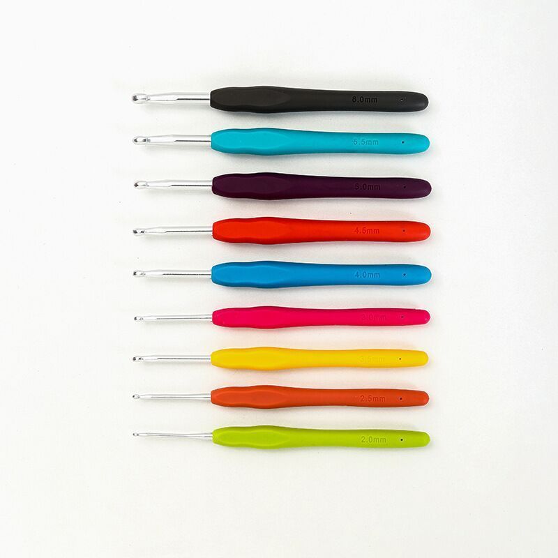 Fashion High Quality Colourful  Geometric Patterns Soft Handle  Crochet  Hook Sets For Sewing Knitting Tools