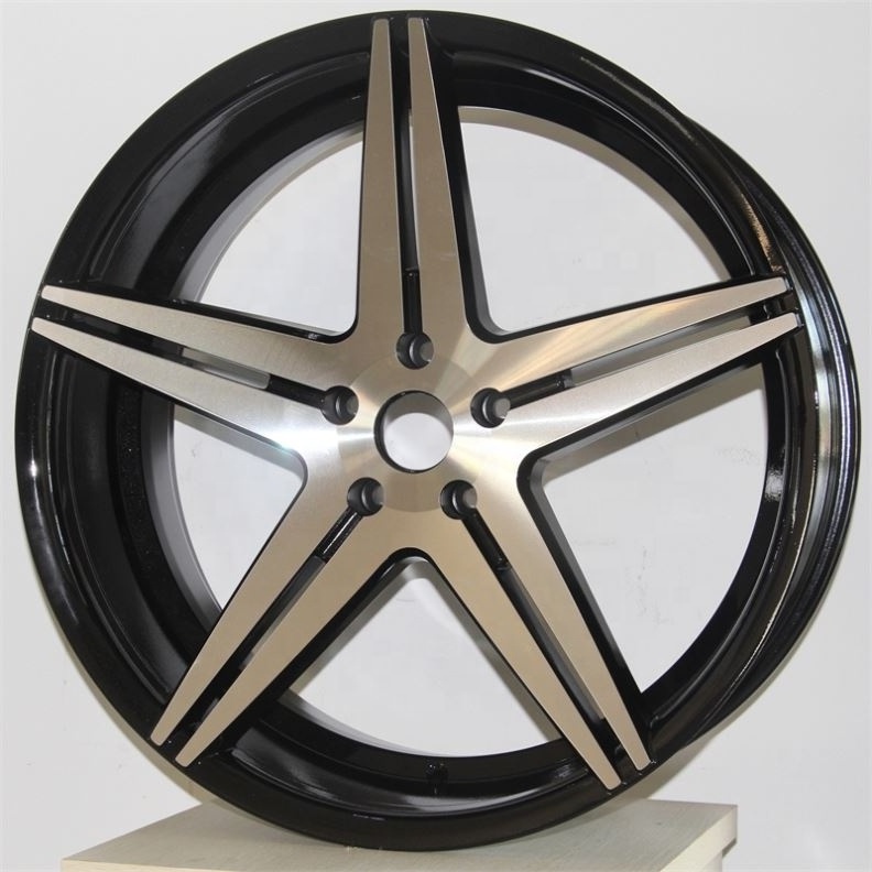 Flrocky 20*8.5 20*10 22*9.5 Inch 5*100~130 Gloss Black And Milling Spoke Star Shape Alloy Aluminum Wheels Car Rims