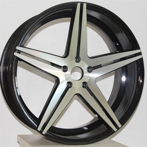 Flrocky 20*8.5 20*10 22*9.5 Inch 5*100~130 Gloss Black And Milling Spoke Star Shape Alloy Aluminum Wheels Car Rims