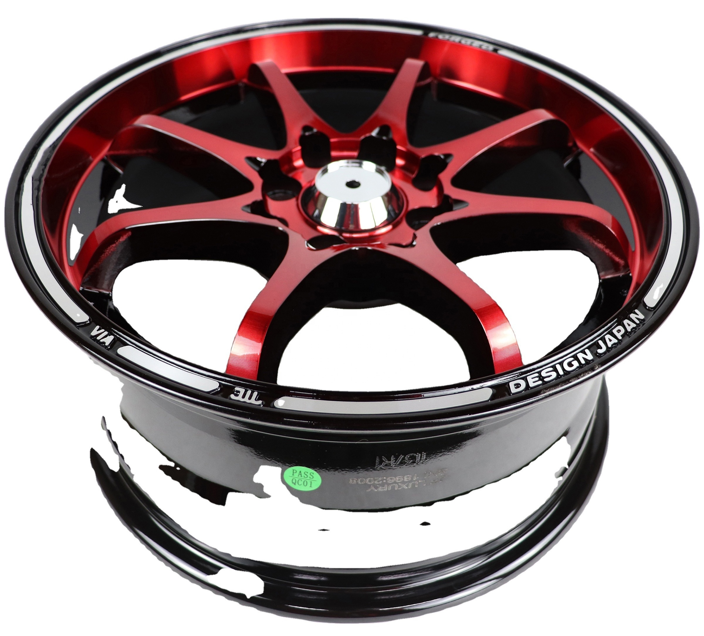 Wholesale Black And Red Rims 15 16 17 Inch 4 Lug 4X100 Wheels 4X1143 Sport Rim