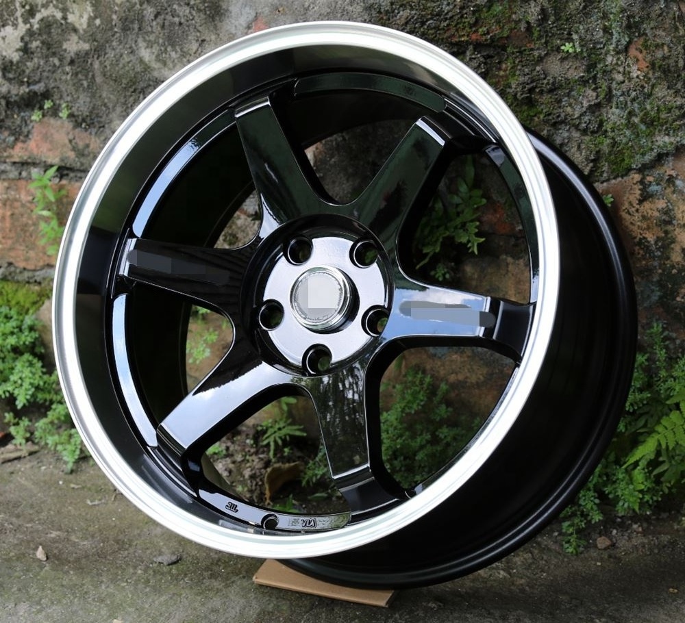 Flrocky JDM Wholesale 15 16 17 18 In 4*120 5*114.3 Alloy Wheel Rims Black Bronze Gold Silver Racing Te37 Deep Dish quella