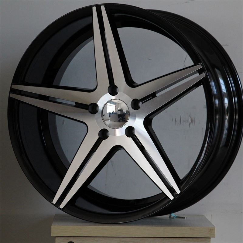 Flrocky 20*8.5 20*10 22*9.5 Inch 5*100~130 Gloss Black And Milling Spoke Star Shape Alloy Aluminum Wheels Car Rims