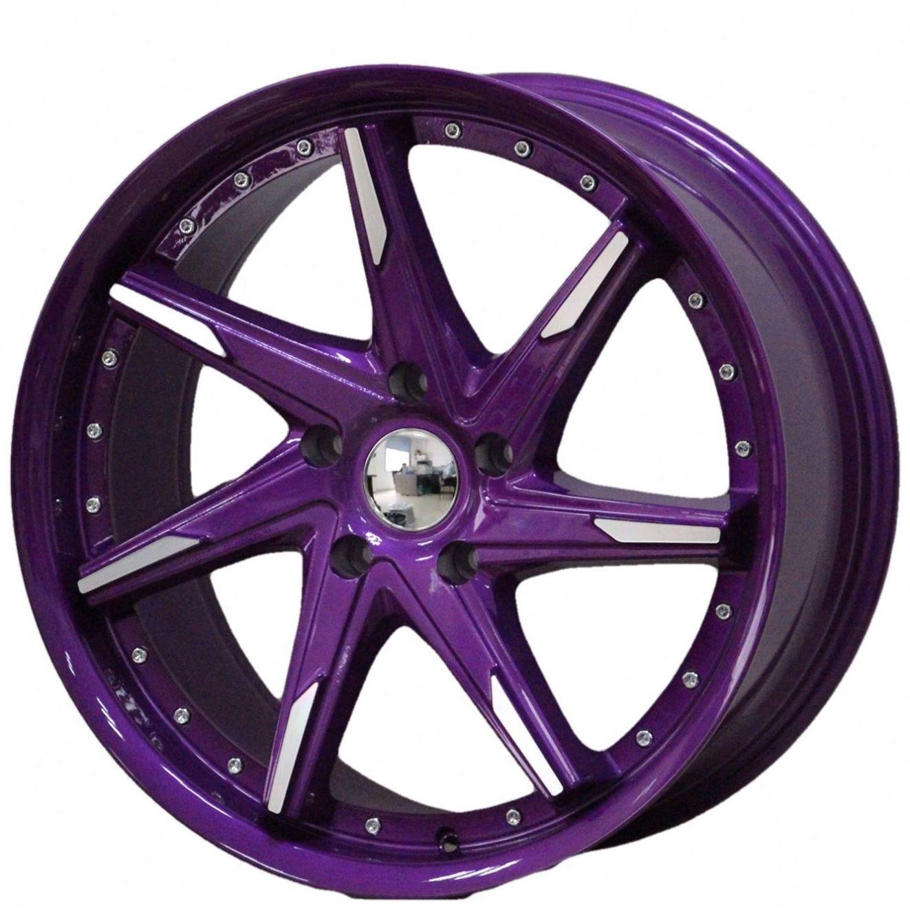 Flrocky [Big Size] Purple/Blue/Black Machined Face Passenger Car Alloy Wheel Rims 20 22 Inch 5*112/115/114.3/120/120.65/127/130 22''X11j