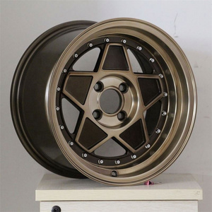 Flrocky 15*8.25 Inch 4/8*100~114.3 ET+15~+20 Polygonal Star Shape Alloy Aluminum Wheels Car Rims