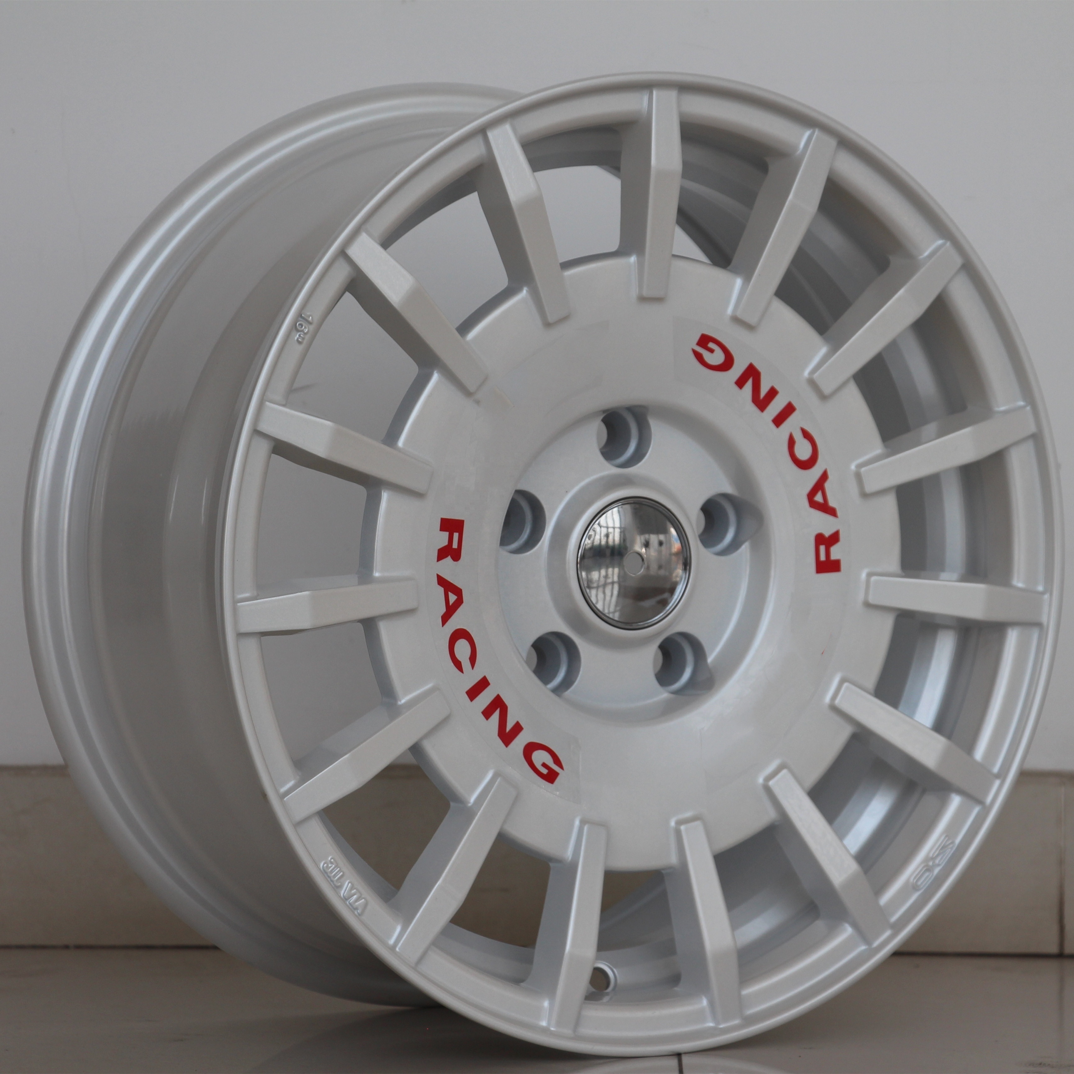 Flrocky Hot Sale 4 5 Lugs Alloy Wheel Rims 15 16 Inch  4*100~114.3 5*100~114.3 For OZ Racing White Red Detail Gun Metal Grey