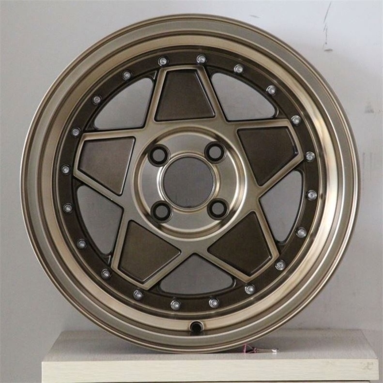 Flrocky 15*8.25 Inch 4/8*100~114.3 ET+15~+20 Polygonal Star Shape Alloy Aluminum Wheels Car Rims