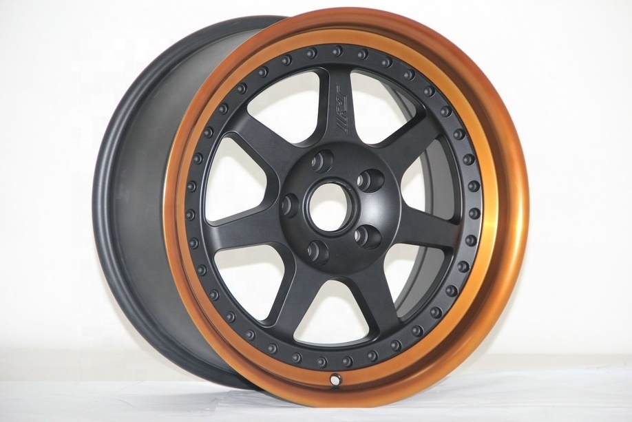 Japan 17 Inch 4 5 8 Lugs Alloy Wheel Rims Modification Passenger Car Wheels Other Wheel Rims Black Orange Flrocky