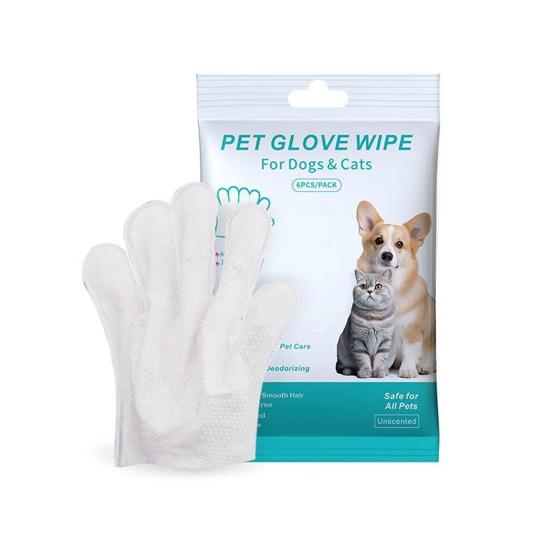 Custom Logo Disposable Biodegradable Non Toxic Pet Deodorization Cleaning Gloves Wet Wipes for Dogs and Cats