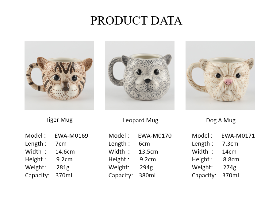 Custom Design Animal OEM 3D Ceramic/Dolomite Hand Paint Cute Coffee Dog Mug for drinking