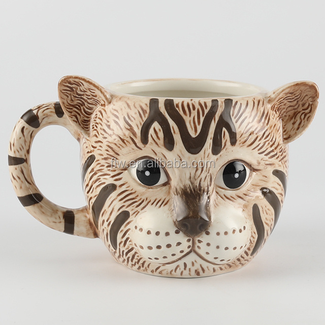 Custom Design Animal OEM 3D Ceramic/Dolomite Hand Paint Cute Coffee Dog Mug for drinking