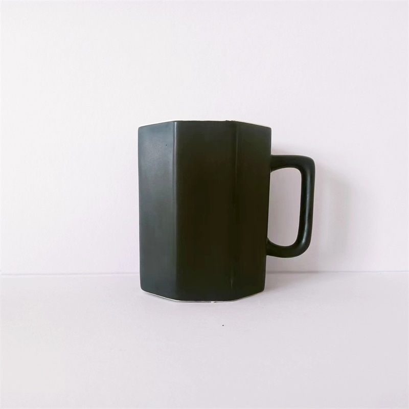 Japan Style Stocked Hanggrip Drinkware  Octagonal Cup Ceramic Coffee Mug