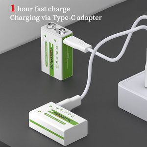 New Trends 9 volt Li-ion 1000mAh Size 6Lr61 6F22 Pp3 006P 9v Usb Rechargeable Lithium Ion Battery For Multimeter