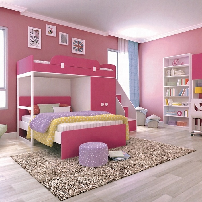 Kids Furniture Wood Modern Kids Beds for Twin Girls Bedroom Furniture loft bed bunk bed kids kindergarten wooden furniture