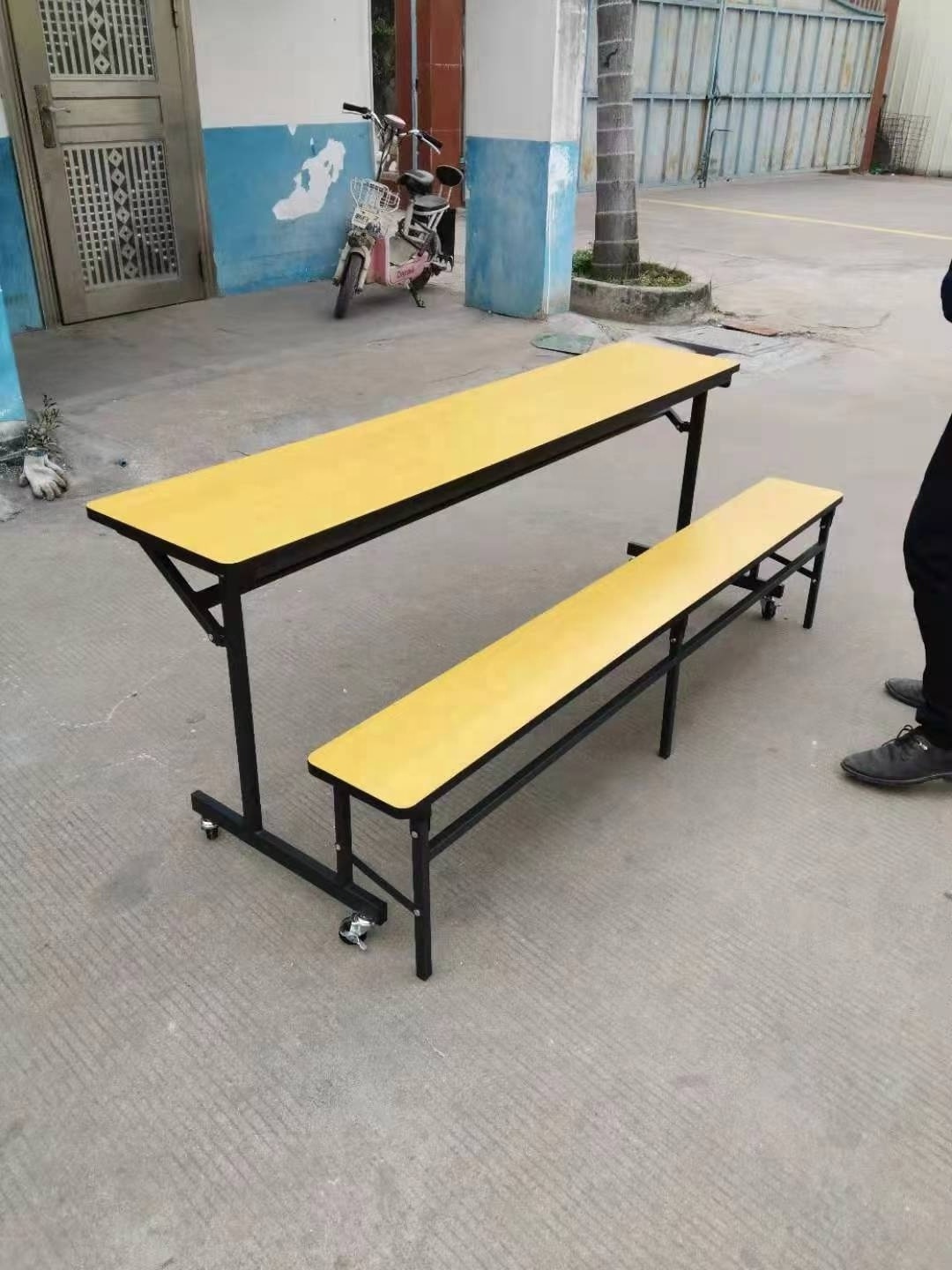 School canteen room furniture extendable dining table large weight capacity 4 seats extendable dining table for cafeteria