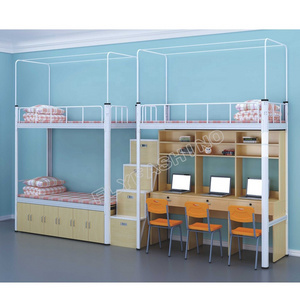 2022 new design school dormitory furniture children wooden bunk bed heavy duty iron metal bed