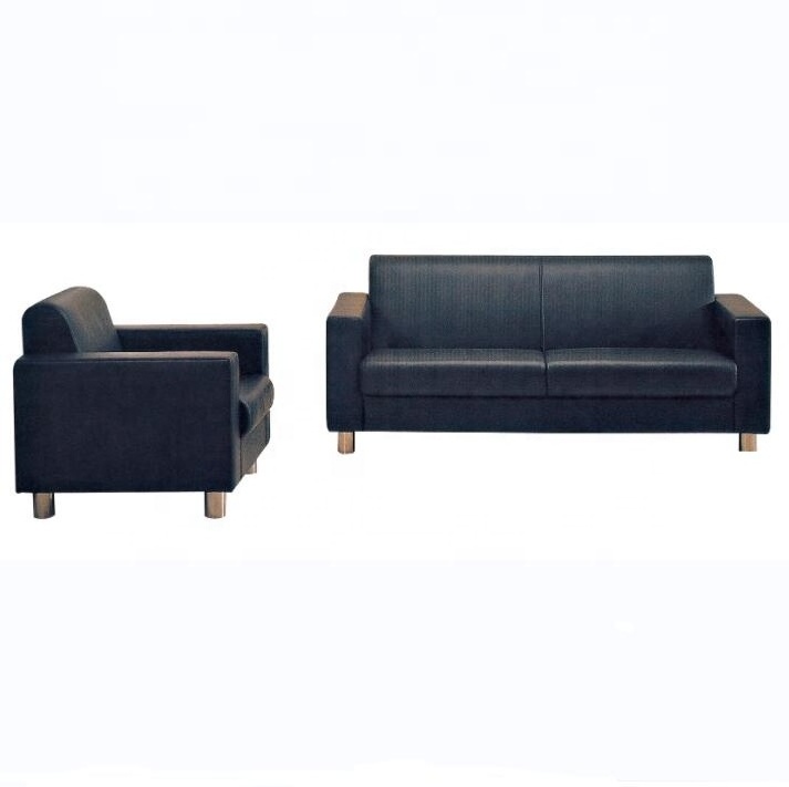 High quality office furniture simple classical design black color office meeting room 3 seater sofa