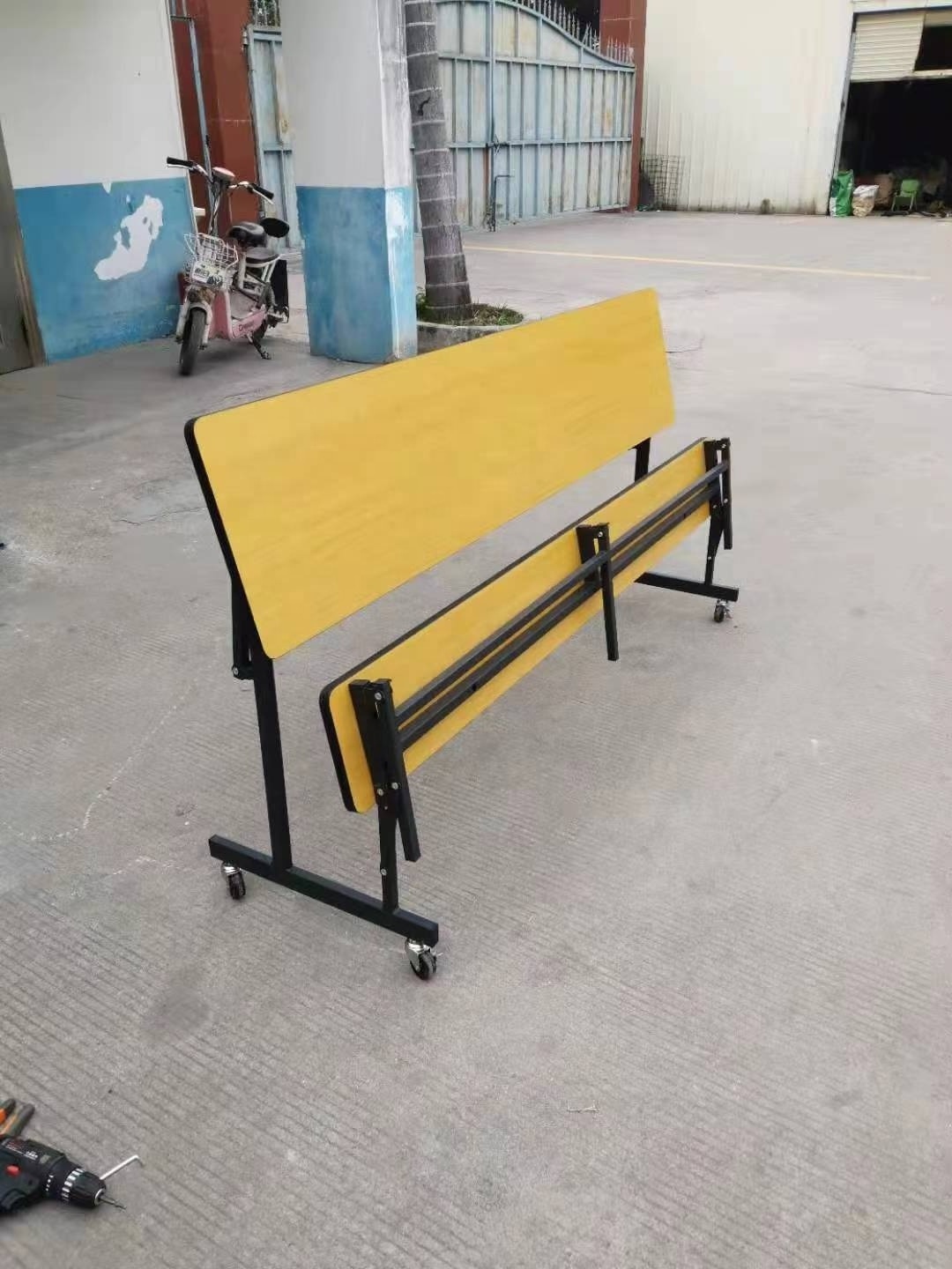 School canteen room furniture extendable dining table large weight capacity 4 seats extendable dining table for cafeteria