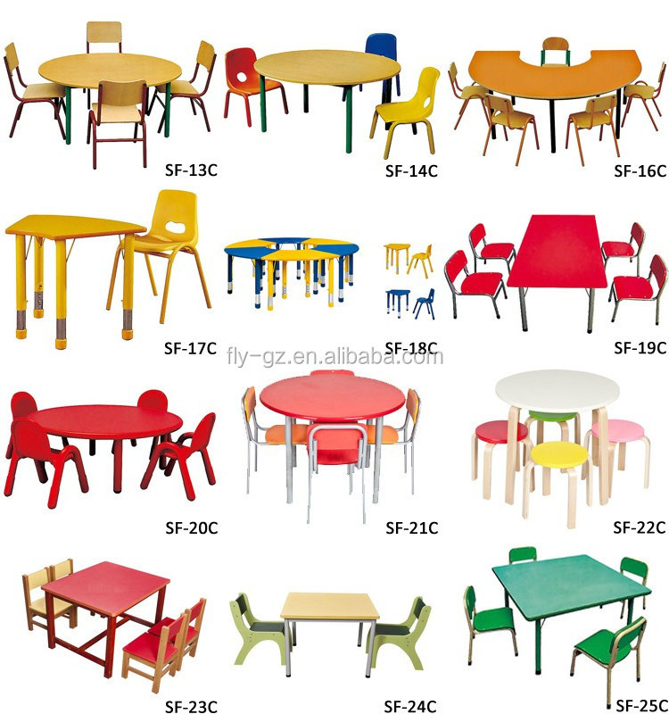 Windmill shape kids table chair children desk chair preschool furniture with ABS plastic edge