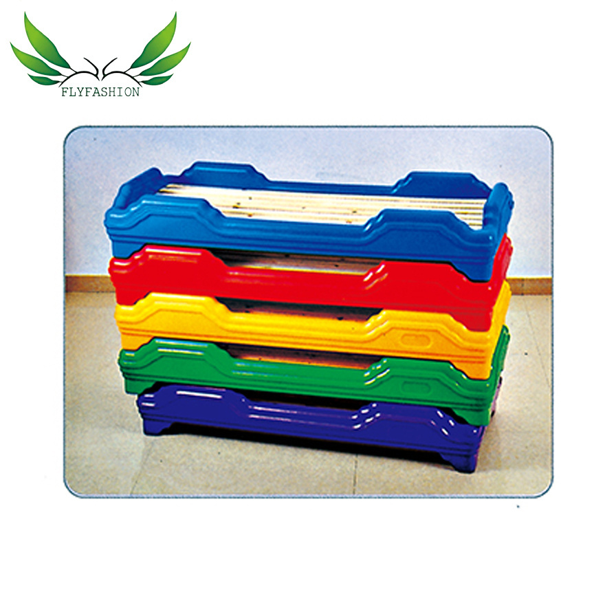 colorful kindergarten kids bed stackable plastic children bed